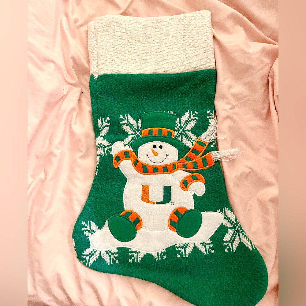 University of Miami Hurricanes NFL Holiday Jumbo Snowman Christmas Stocking